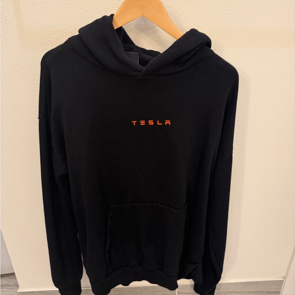 Tesla Black Hoodie with Red Logo